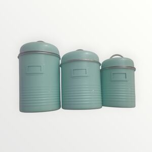 Vintage Green Metal  Food Storage Canister Set